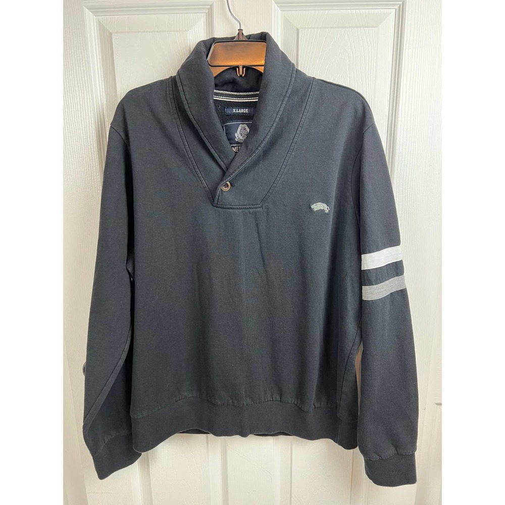 American Rag Men's Black Shawl Collar Striped Fleece Shirt Size XL